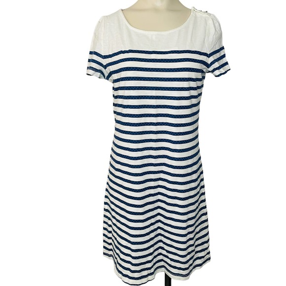 Comptoir Des Cotonniers Dresses & Skirts - Comptoir Des Contonniers Dress MEDIUM Striped Shift Cotton Short Sleeve Womens